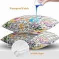 thumbnail image 4 of Throw Pillow Covers 20x20 Inch Set of 2, Wildflowers Waterproof Outdoor Pillow Covers, Spring Watercolor Tulip Floral Leaf Grey Plaid Decorative Cushion Pillowcases for Couch, Sofa, Bed, Patio, 4 of 9