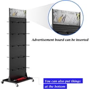 Ztysn Metal Double Sided Pegboard Shelf, with 30 Hooks,63x23x15in Metal Panel,Movable Peg Board Organizer for DIY,Tool Shop,Kitchen/Metal