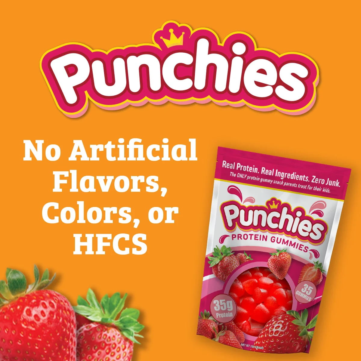 Punchies Protein Fruit Snacks for Kids – Green Apple – 5g Protein, 100% Vitamin-C, No Junk – 2-Pack