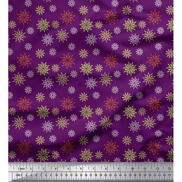 Soimoi Rayon Fabric Artistic Floral Printed Fabric 1 Yard 42 Inch Wide