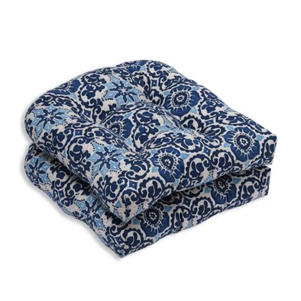 Pillow Perfect Outdoor Indoor Woodblock Prism Blue Wicker Seat Cushion Set Of 2 5169