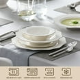 thumbnail image 3 of MALACASA Series LOTUS, 16-Piece Bone China Dinnerware Set, White with Golden Rim dinner Sets, Service for 4, 3 of 7
