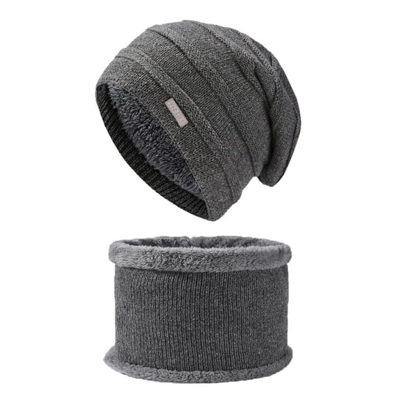 Thick Winter Hat Scarf Set Double Layer Knit Cap with Long Neck Scarf Warm for Freezing Days Hat Scarf