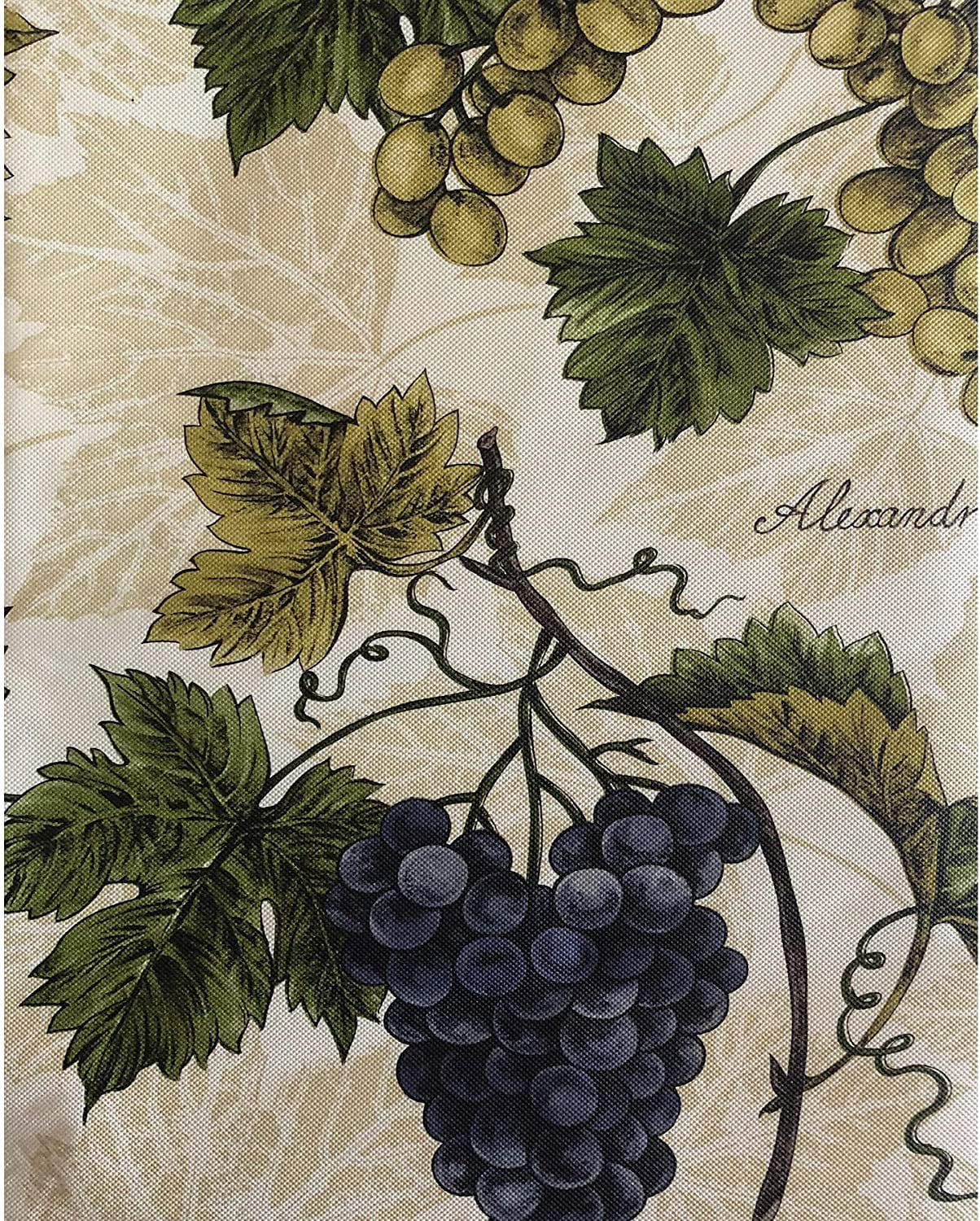 Newbridge Grapevine Vinyl Flannel Backed Tablecloth 52 Inch x 52 Inch Square Picnic Barbeque Grape Theme Indoor/Outdoor Waterproof Tablecloth Patio and Kitchen Dining