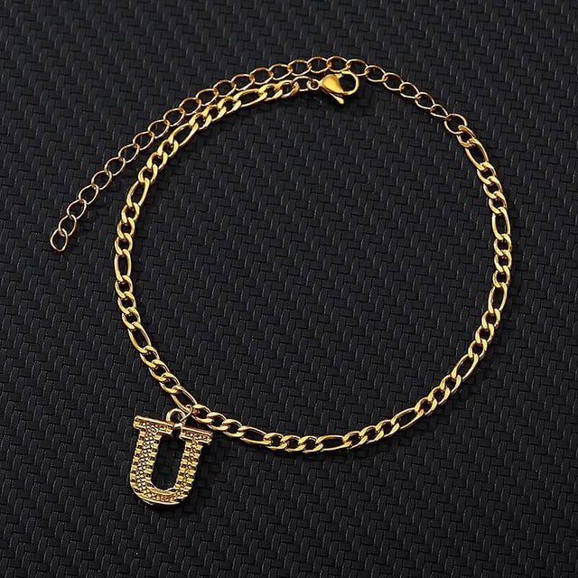 Large Initial Letter Anklets For Women Stainless Steel Letter A-z Anklet Bracelet Foot Beach Summer Jewelry Gift Bijoux Femme