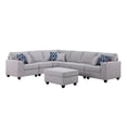 thumbnail image 4 of Cooper Light Gray Linen 7Pc Reversible L-Shape Sectional Sofa with Ottoman and Cupholder, 4 of 7
