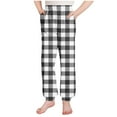 thumbnail image 4 of Girls Lounge Pants 5t Soft Plaid Joggers Pants with Pockets Pull-On Casual Kids Fall Trousers Black, 13 T, 4 of 6
