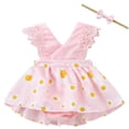 thumbnail image 1 of LOVZFMLL Robe Mignonne à Manches Courtes pour Tout-Petits Enfants Couleur Unie Imprimée Extensible Robe Trapèze, 1 of 3