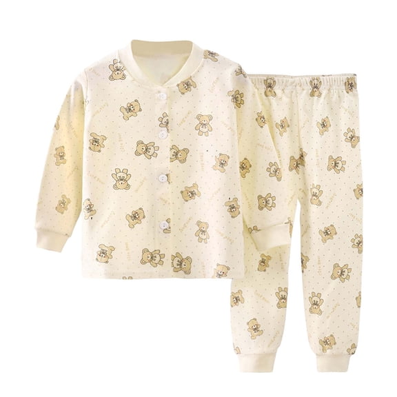 HBGVBA Toddler Baby 2 Piece Set Fall Long Sleeve Button Down Top Soft Long Pants Casual Outfits Clothings Set