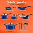 thumbnail image 2 of SereneLife 15 Piece Pots and Pans Non Stick Kitchenware Cookware Set, Blue, 2 of 8