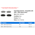 thumbnail image 2 of Front Brake Pad Set - Compatible with 2005 - 2006 Toyota Camry, 2 of 2