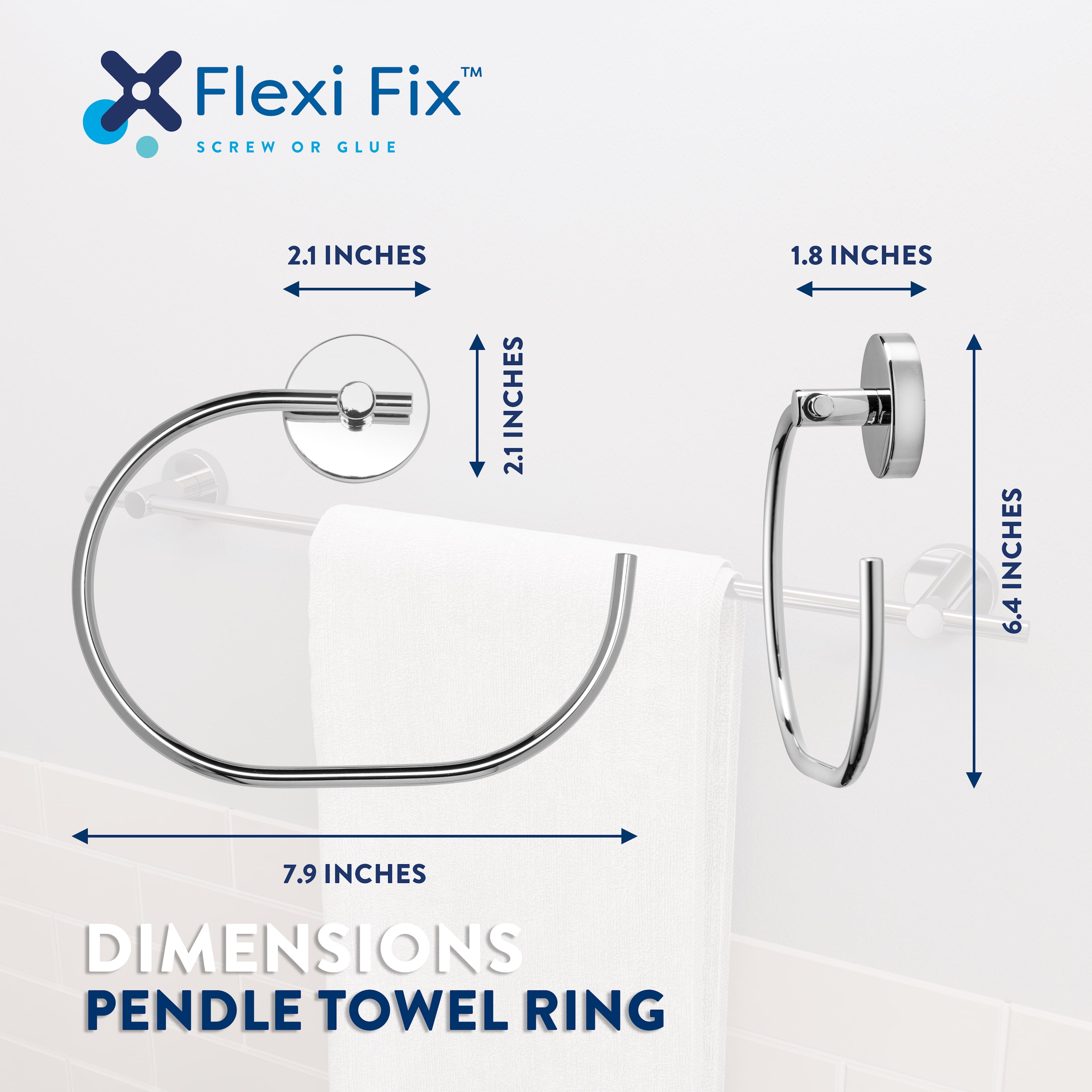 Croydex Pendle Flexi-Fix Towel Ring, Chrome