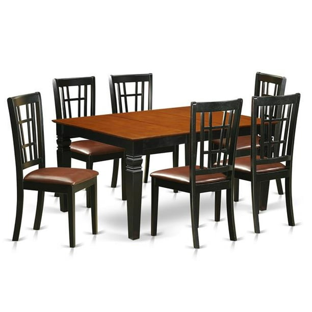 Kitchen Set With 1 Weston Table, Dining Table And 6 Faux Leather Chairs