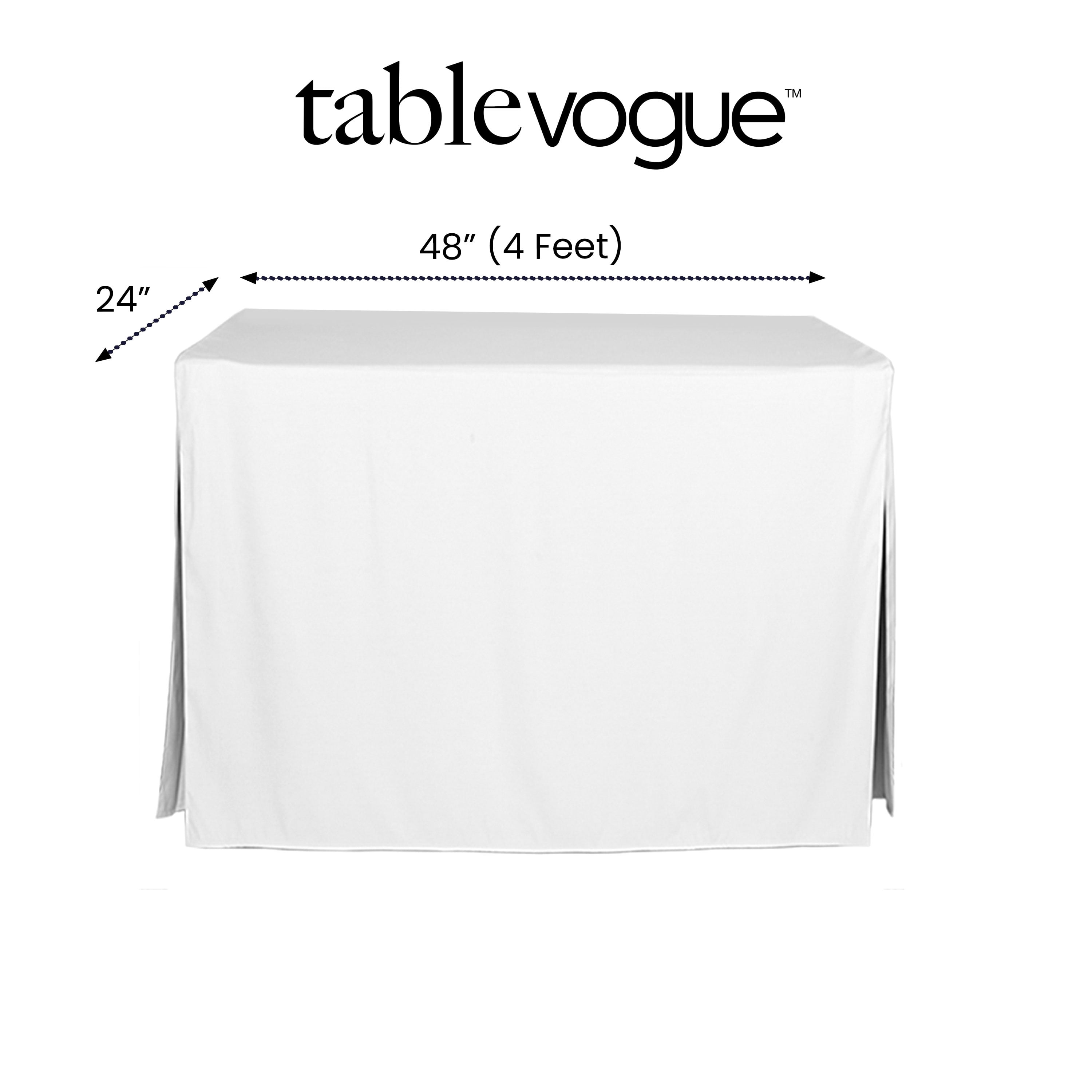 Tablevogue 48" x 24" Fitted Tablecoth Cover, Multiple Colors and Sizes Available
