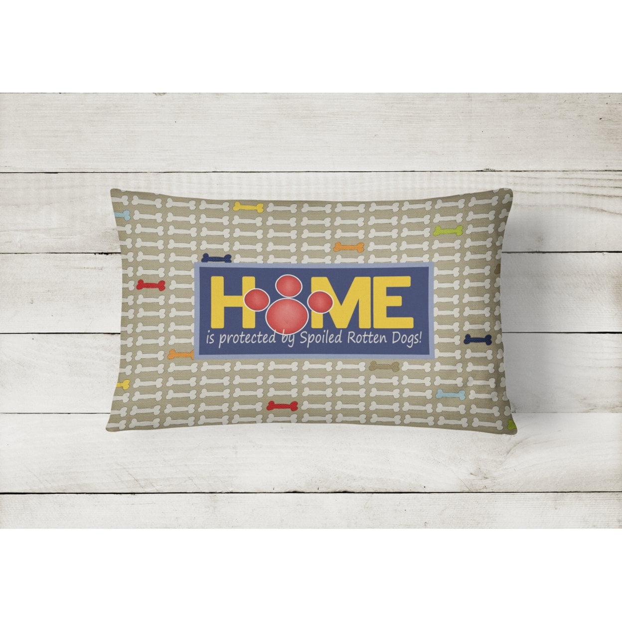 Home is protected by spoiled rotten dogs Canvas Fabric Decorative Pillow
