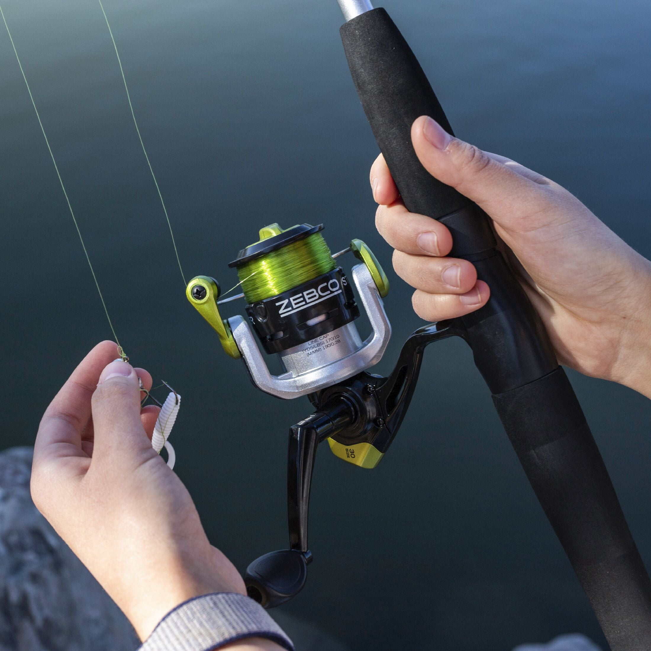 Zebco Stinger Spinning Reel and Fishing Rod Combo, 6-Foot 6-Inch Fishing Pole, Size 30 Reel, Silver/Black