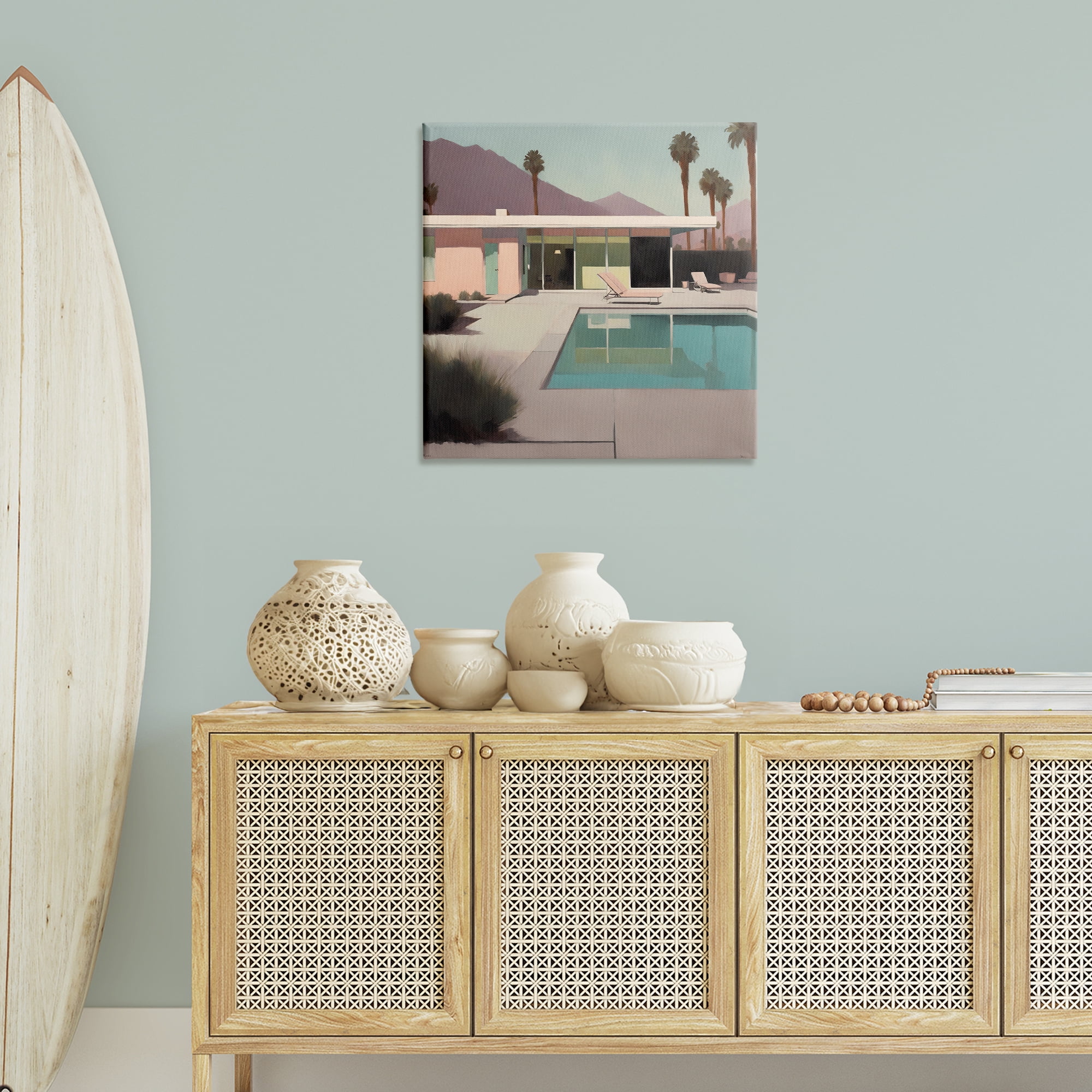 Stupell Industries Californian Pool View Landscape & Nature Painting Wrapped Canvas Art Print Wall Art, 30 x 30