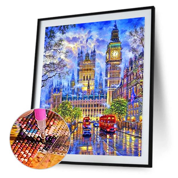 Cuadros Decorativos Kit de pintura de diamantes 5D, paisaje de ciudad DIY, taladro redondo completo, decoración del hogar Ehuebsd Nuevos Originales