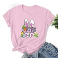 thumbnail image 2 of Virmaxy Happy Easter Womens Cross Graphic Basic Tee Easter Fashion Printed Short Sleeved T-Shirt With Novel Pattern Short Sleeved Round Neck Top Pink-C XL, 2 of 3