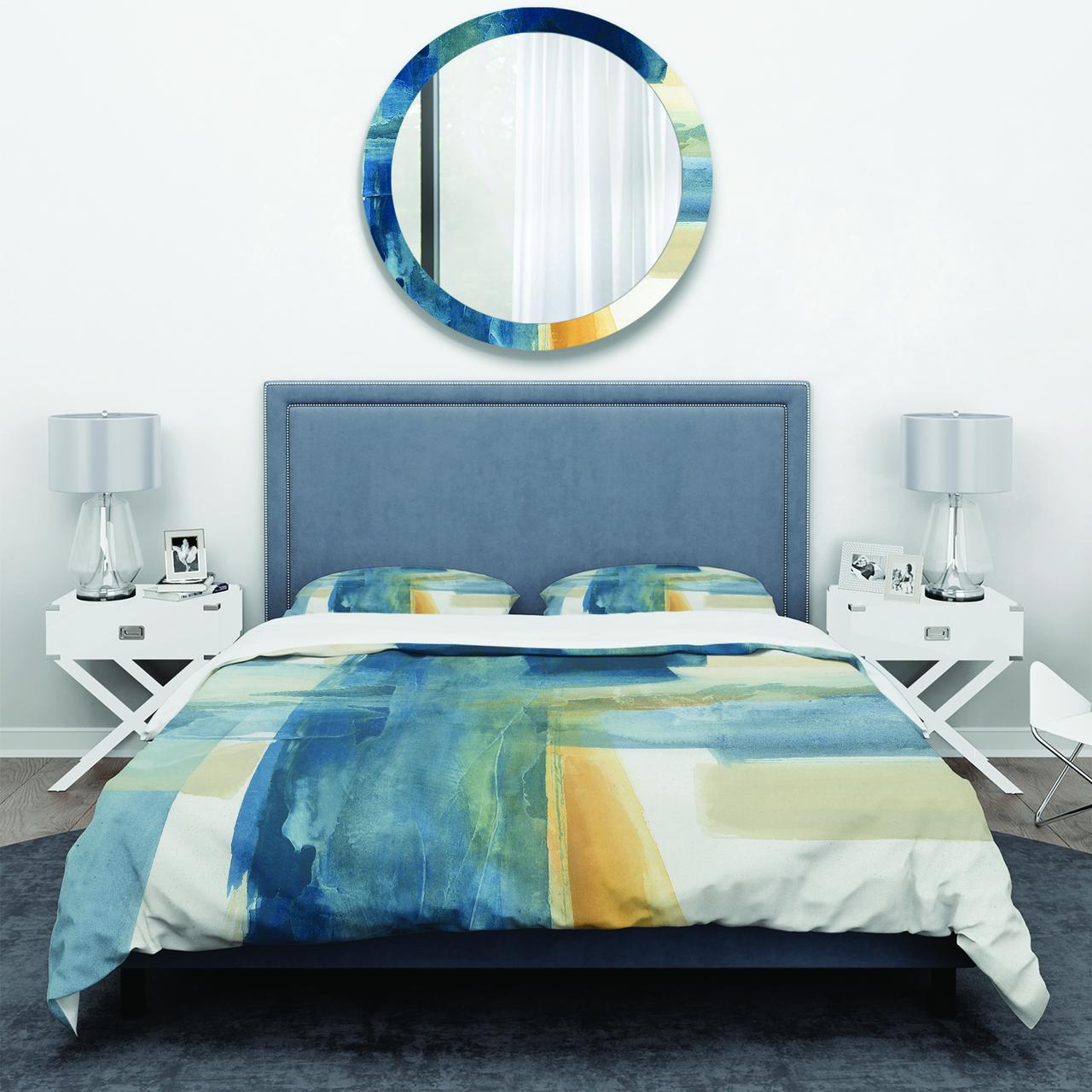 Designart 'Indigo Panel VI' Geometric Duvet Cover Set