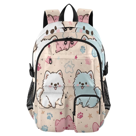DIXRUYEE Fluffy Pups Backpack for School 14”Laptop Compatible with Reflective Safety Strips
