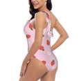 thumbnail image 4 of Sikiie Strawberry Floral Print Women One Piece Swimsuits Tummy Control One Shoulder Bathing Suits Ruffle Swimwear, From S to XXL-Medium, 4 of 6