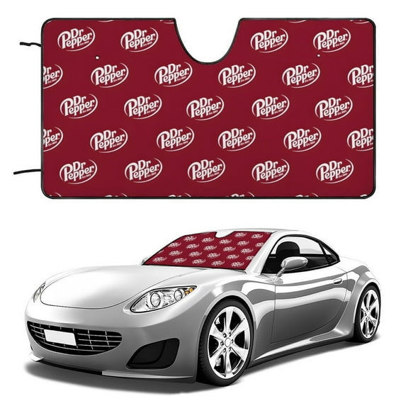 Dr Pepper-theme Windshield Sun Shade Front Protector Folding Car Sun Visor Blocks Uv Rays Keeps Your Vehicle Cool56in*30in(140*76cm)