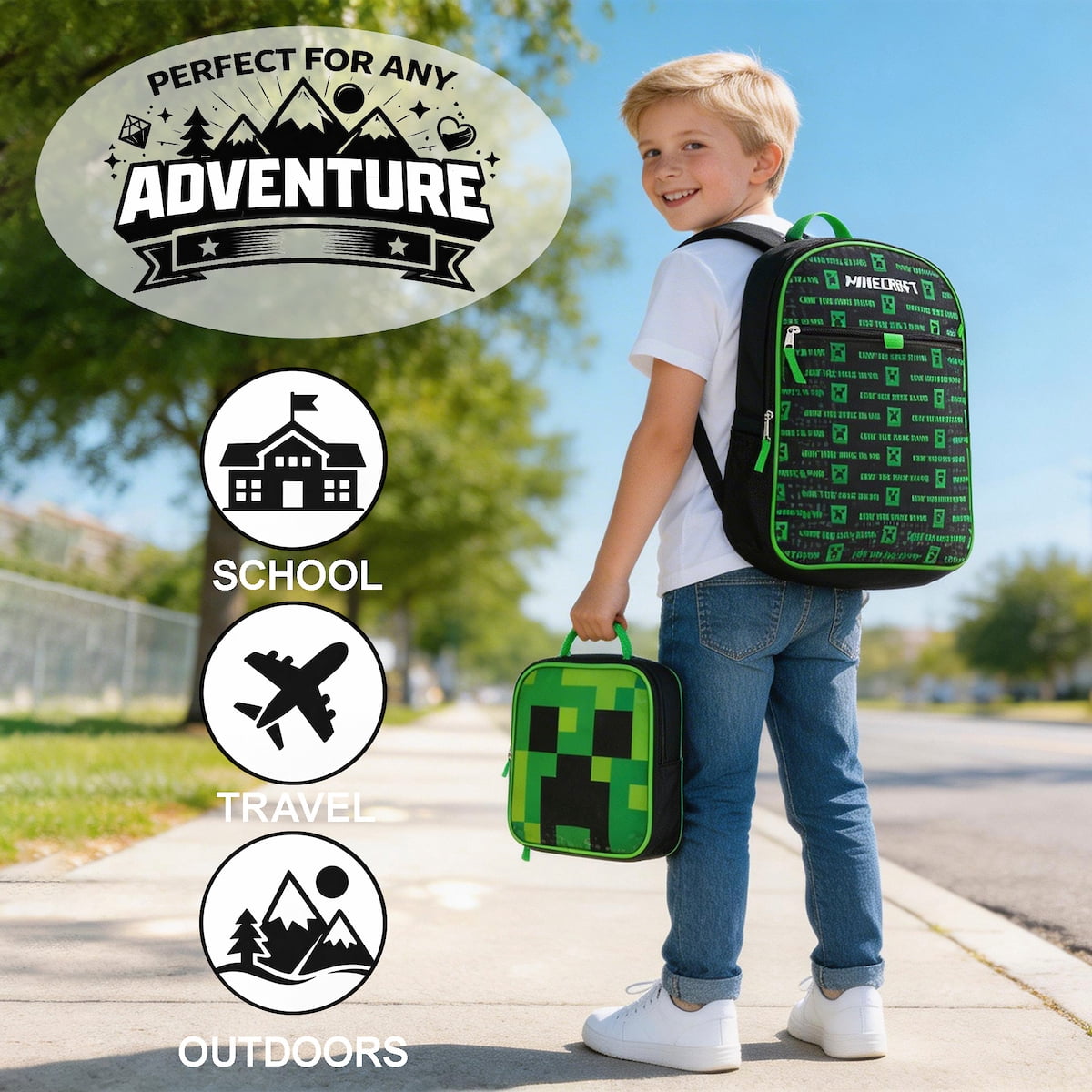 Kids Minecraft Backpack 4-Piece Combo School Supplies