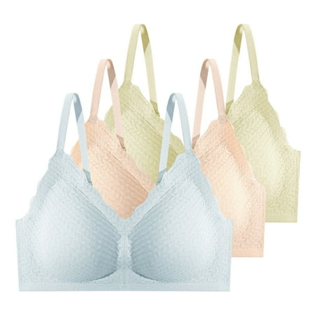 

HHei_K Women s Extra-expansion Seamless Soft Support Small Chest Gathered Cup Three Hook-and-eye charming Bra 3-Pack