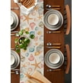 thumbnail image 2 of Shell Starfish Coastal Table Runner Cotton Linen 48 Inch Holiday Dresser Scarves,Summer Beach Ocean Burlap Tablerunner for Kitchen Coffee Dining Bedroom Home Living Room Dinner Scarf Décor 13''x48'', 2 of 9