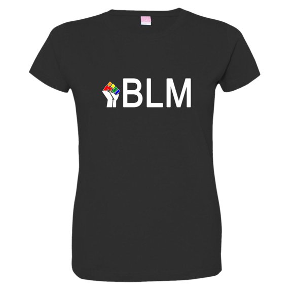 Womens Hashtag #BLM Black Lives Matter LGBTQ Rainbow Gay Pride HQ Tee Shirt Blk L