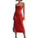 thumbnail image 2 of Vestido Con Tirantes Cruzados Vestidos largos de cóctel para mujer Ropa de club sin mangas de corte bajo (Rojo M) Cgtredaw Para estrenar, 2 of 6