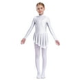 thumbnail image 1 of Ocealan Kids Girls Figure Skating Dress Rhinestones Ballet Dance Dress Irregular Gymnastics Leotards White 12, 1 of 7
