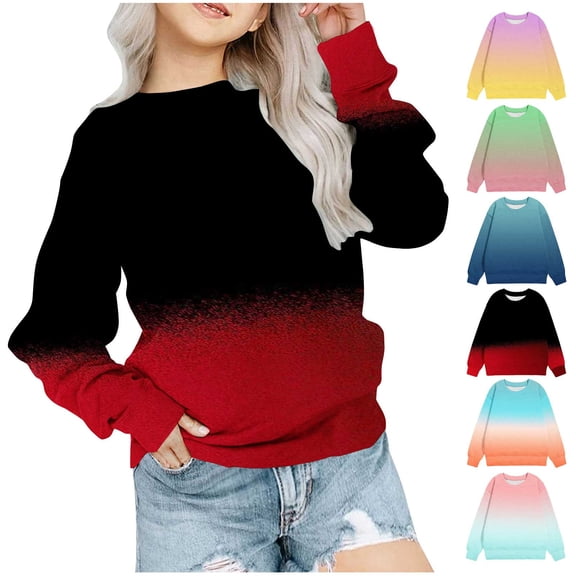 Rvasteizo Shirts for Girls Crew Neck Printed Long Sleeve Sweatshirt Top for Girls 1-12Years