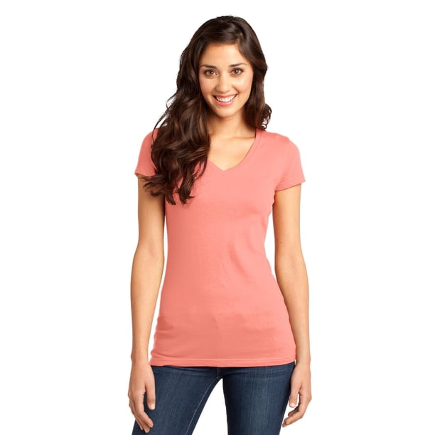 Camiseta Distrito DISCONTINUADO muy importante para jóvenes cuello en V M Peach DT6501