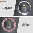 thumbnail image 5 of Spencer Crystal Car Bling Ring Emblem Sticker, 3Pcs Auto Engine Start Stop Push Button Decorative Decal Vehicle Interior Rings for Women "Blue", 5 of 7