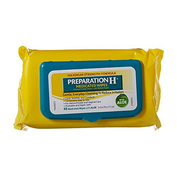 Preparation H Hemorrhoid Flushable Wipes with Witch Hazel for Skin