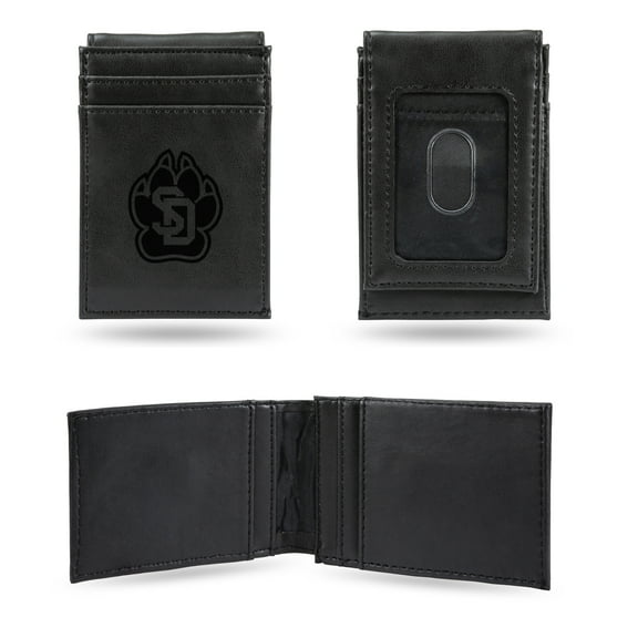 South Dakota University Laser Engraved Black Front Pocket Wallet