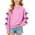 thumbnail image 3 of Wilark Girls Crew Neck Sweatshirts Size 4-12, Long Sleeve Cute Pullover Casual Kids Fall Clothing Pink, 3 of 8