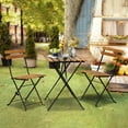 thumbnail image 6 of Dkelincs 3 Pieces Folding Patio Bistro Set Outdoor Furniture Sets with Table and 2 Chairs, Wood Portable Design, Nature, 6 of 8