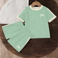 thumbnail image 6 of Amidoa Girls 2 Piece Outfits Summer Clothes Floral Print Short Sleeve Cute T-Shirt and Casual Shorts Kids Clothing Sets Green Size 7, 6 of 6