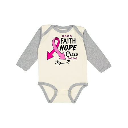 

Inktastic Faith Hope Cure Breast Cancer Awareness with Arrows Gift Baby Boy or Baby Girl Long Sleeve Bodysuit