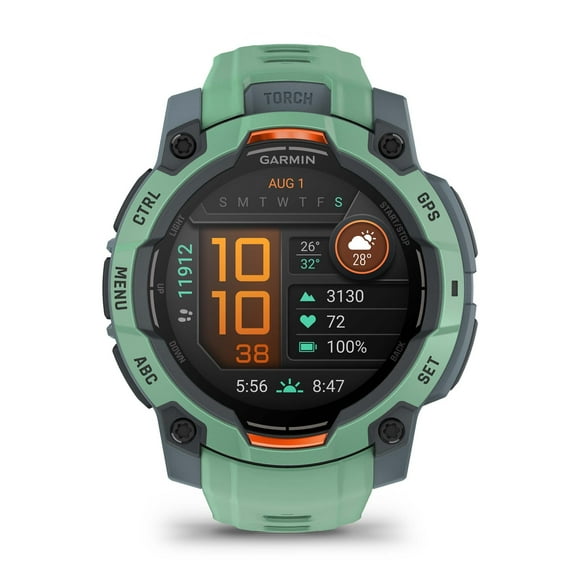 Garmin Instinct 3 AMOLED Smartwatch 45 mm - Rugged Military Spec 810, Compass, Barometric Altimeter | Neo tropic with neo tropic silicone band