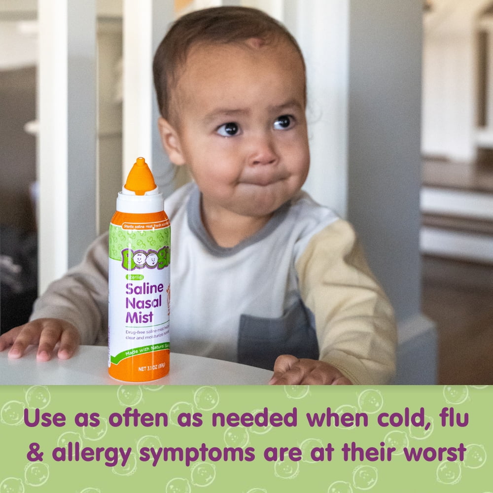 (2 pack) Boogie Saline Nasal Mist Spray for Kids with Soft Tip, Fresh Scent, 3.1 oz