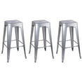 thumbnail image 1 of Leejay 30 inch Backless Counter Height Metal Stool Silver, Set of 3, 1 of 5