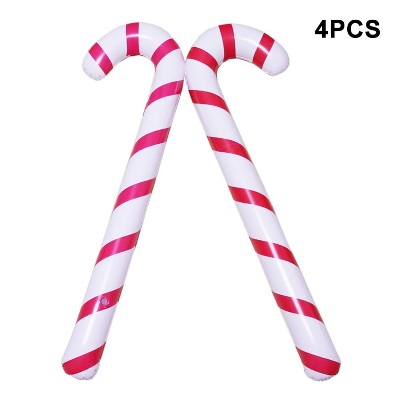 2/4pcs Christmas Inflatable Candy Canes Red White Candy Canes Balloons
