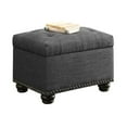 thumbnail image 2 of Homestock Mid-Century Marvel Storage Ottoman, Button Tufted Hinged Lid With Nailhead Trim, Faux Linen Upholstery, Solid Wood Turned Feet, 24" W X 18" D X 18" H, 2 of 8