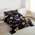 thumbnail image 3 of Homewish Rainbow Flower Dragonfly Full Size Comforter Sets,Boho Bohemain Style Bedding Comforter Set,Black Yellow Pink Bedding Sets For Kids Girl，Microfiber Bedroom Decor Reversible,3pcs, 3 of 8