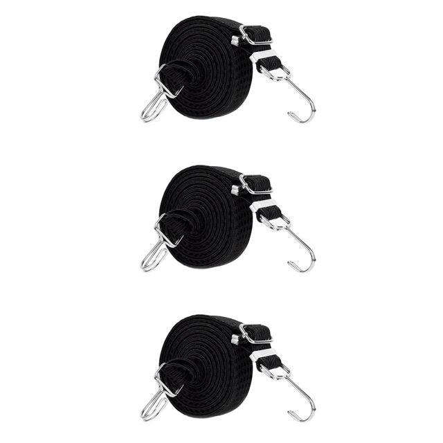 Sidaley Cuerda elástica para motocicleta, 3 piezas, gancho portátil de acero al carbono, colorido, 4m, cuerda resistente antioxidante, correas para Accesorios para motos Negro Sidaley VI015594-01