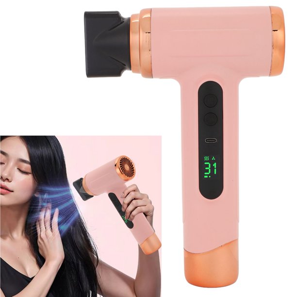 Secador De Pelo Inalámbrico, 15000mAh 200W Mini Secador Iónico De Alta Velocidad, Bajo Nivel De Ruido Y 2 Modos Con Pantalla De Temperatura, Para El Hogar, Dormitorio, Viajes,